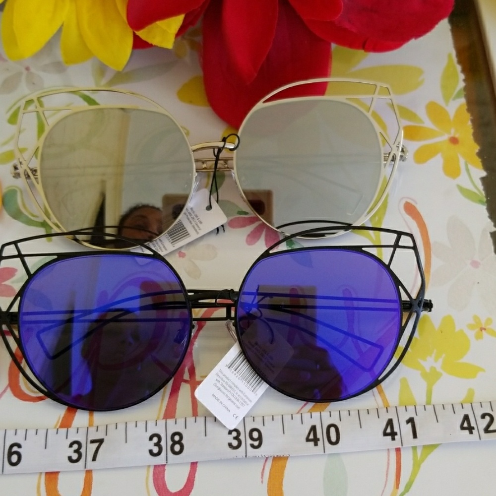 2021  Wire Cat Eye Frame Sunglasses Fashion Eyewea - Picture 5 of 5